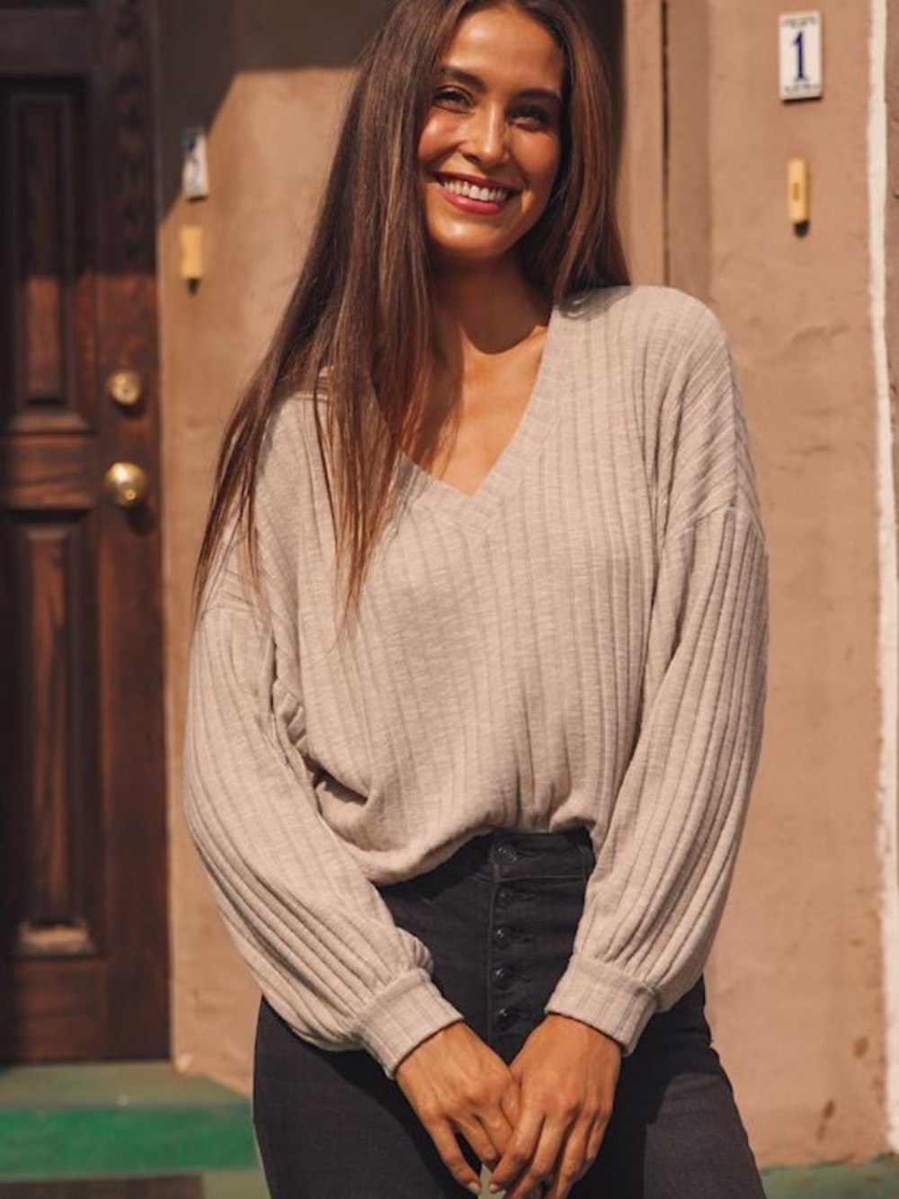 Brand New ✨ Lulus Style Forecast Beige Ribbed Sweater Top - Size M